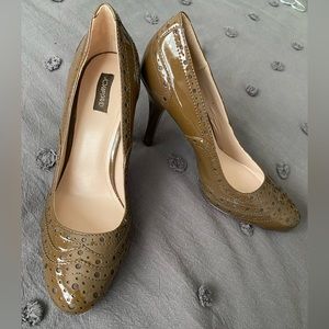 Joan & David Dagervais leather heels brown patent leather brogue, like new, 7 M